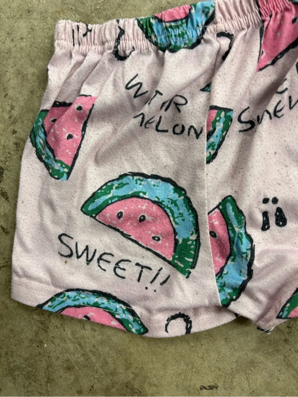 Girls Elastic Waist Graphic Shorts Pink Watermelon Fruit Theme Size 120 (6-7)